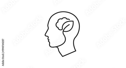 Brain Inside Human Head Profile View.