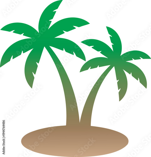 Vibrant green palm trees stand tall on a sandy island symbolizing tropical paradise summer vacation and serene beach destinations with a clear blue sky backdrop evoking feelings of relaxation