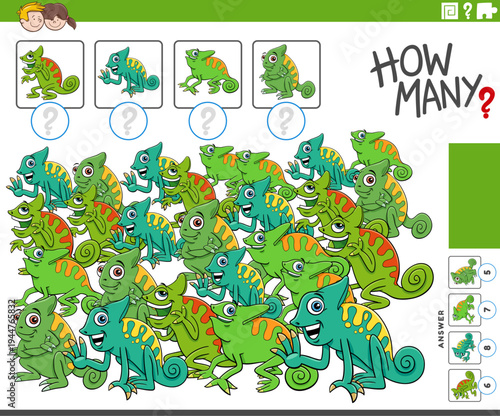 how many counting game with cartoon chameleons animal characters