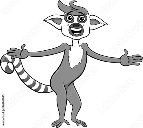 happy cartoon lemur primate animal character