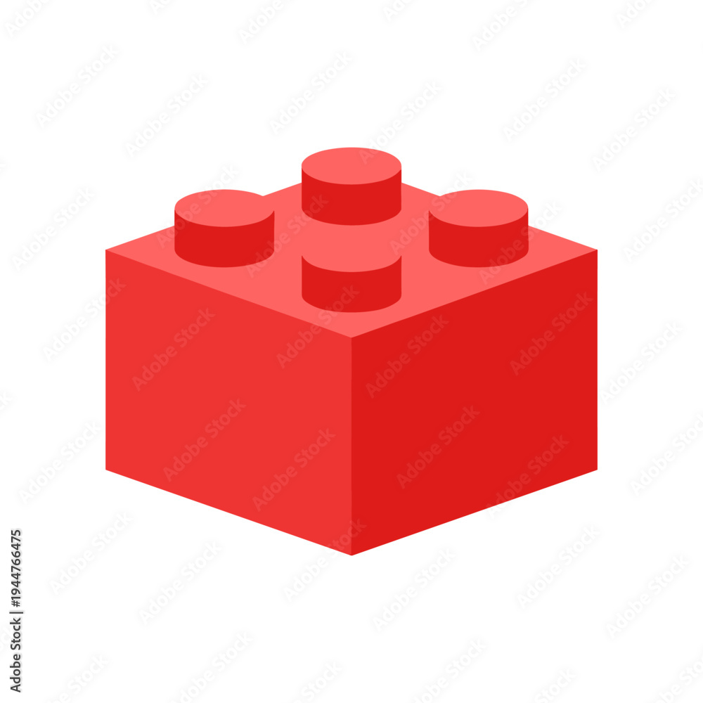Obraz premium Red Plastic Building Brick Toy Block.