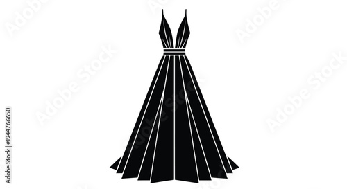 Vector illustration of a black evening dress