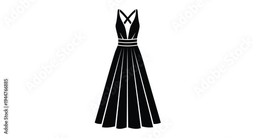 Vector black dress icon, fashion illustration