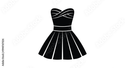 Vector illustration of a black cocktail dress icon