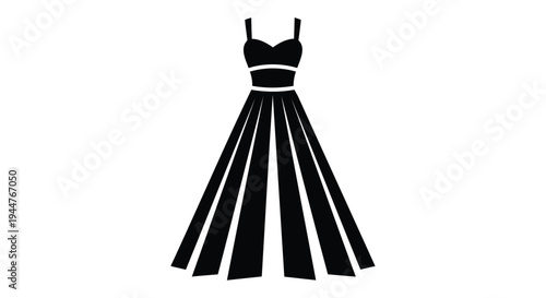 Vector black dress icon, fashion symbol