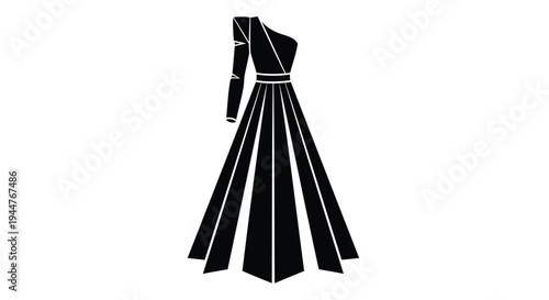Vector illustration of a black long-sleeved dress