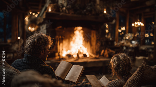 Friends share stories by the fire at a cozy mountain cabin retreat