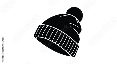 Vector illustration of a black beanie hat