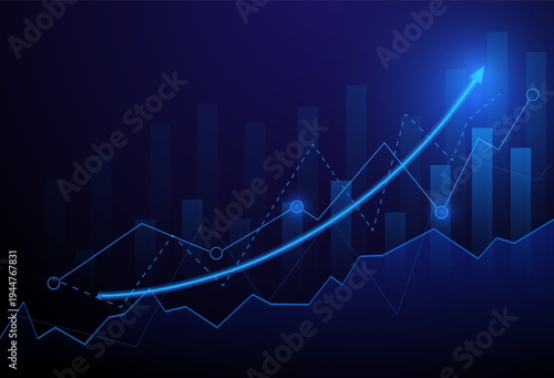 business graph chart investment trading blue background