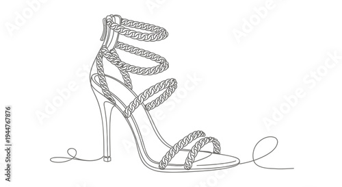 Vector illustration of a strappy high heel shoe