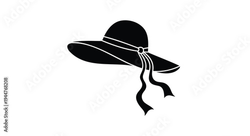 Black vector hat icon with ribbon