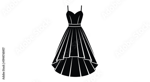 Vector illustration of a black evening dress