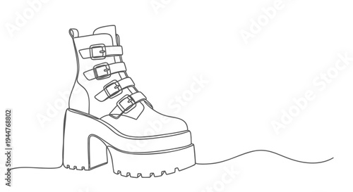 Vector illustration of a single high-heeled combat boot