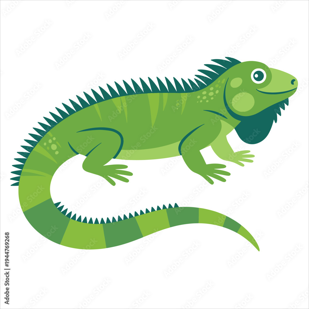 Fototapeta premium Green iguana vector style illustration