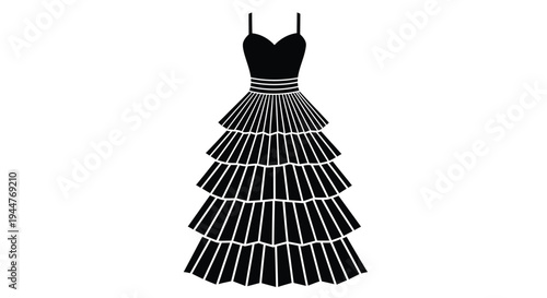 Vector illustration of a black evening dress