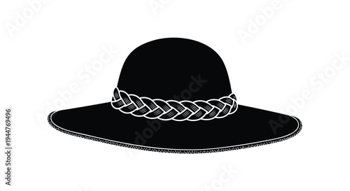 Vector black hat with braided trim illustration