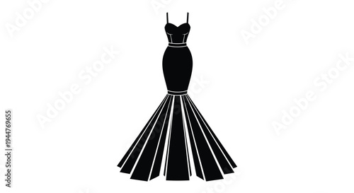 Vector silhouette of a black evening gown dress