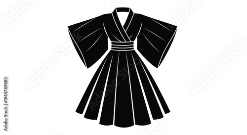 Vector kimono icon, black and white