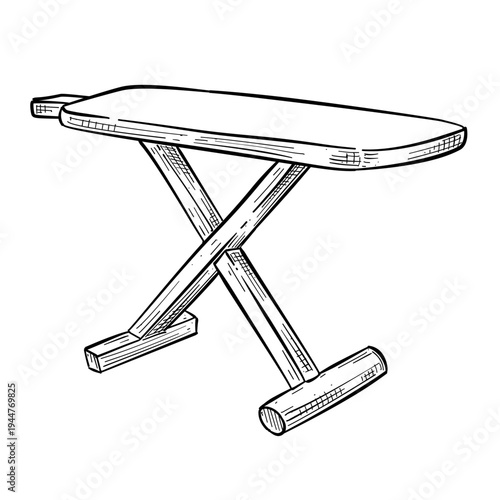 ironing board laundry equipment vector line art hand drawn illustration