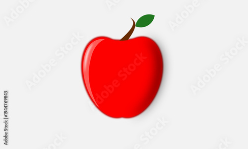 red apple isolated on white background, Simple Apple Illustration for Healthy Food Concept