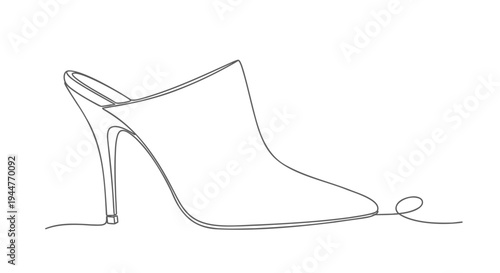 Vector illustration of a single line drawing high-heeled shoe