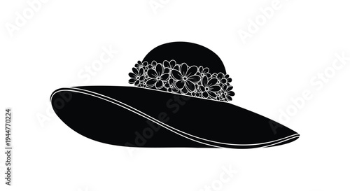 Black hat with decorative band vector illustration