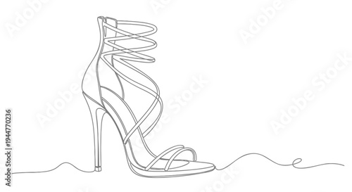 Vector illustration of a single high-heeled shoe with laces
