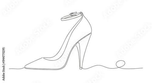 Vector illustration of a single high-heeled shoe with untied shoelace