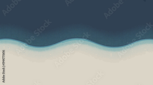 An abstract minimalist composition depicts a wavy line separating a pale beige lower section from a darker blue upper portion high quality professional detailed modern elegant