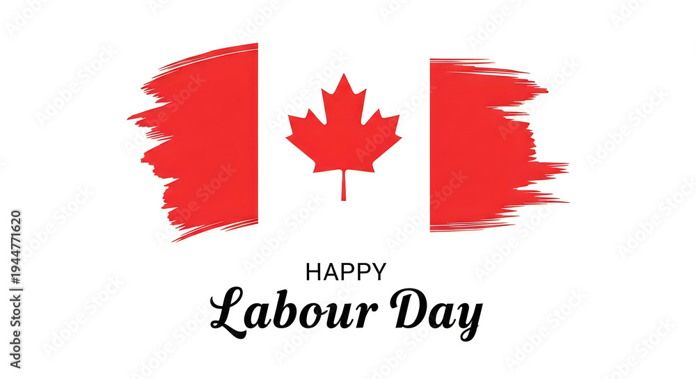 Fototapeta premium Happy labour day celebration with canadian flag and maple leaf