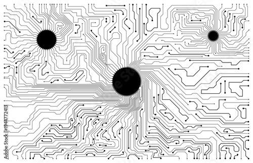 Abstract Circuit Board Pattern with Node Points - Technology Electronics AI Background Vector