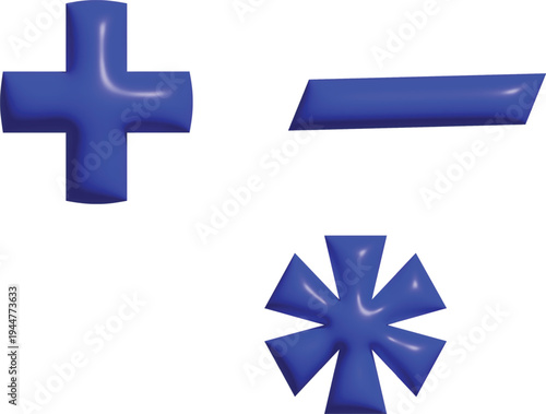 3D Glossy Blue Mathematical Operator Icons