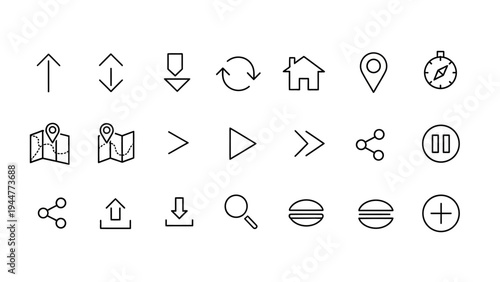 Collection of navigation and interface icons