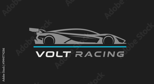 Volt Racing Logo Design Featuring a Sleek Sports Car Silhouette.