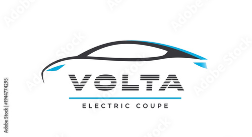 Volta Electric Coupe Logo Design with Stylized Car Silhouette.