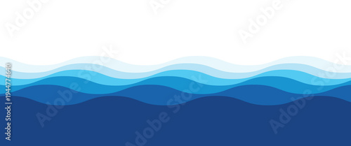 Sea waves layered vector background illustration and sea beach vector illustration.