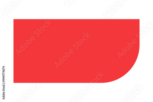 Red rectangular banner with rounded corner. Blank tab text box plaque vector illustration.