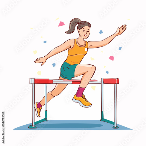 Athlete who jumps over a hurdle, athletics