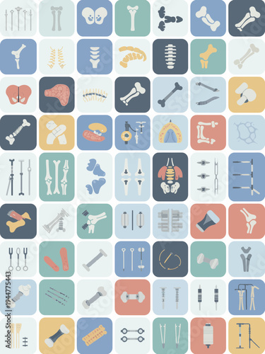 Orthopedic Medical Icons Set for Bone Surgery and Anatomy