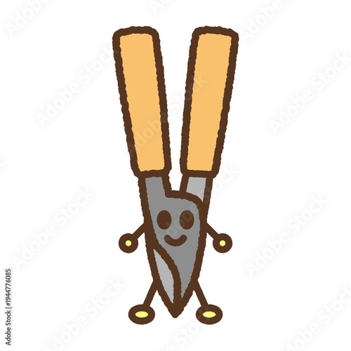 手書き風のキャラクターイラストアイコン　枝切り鋏