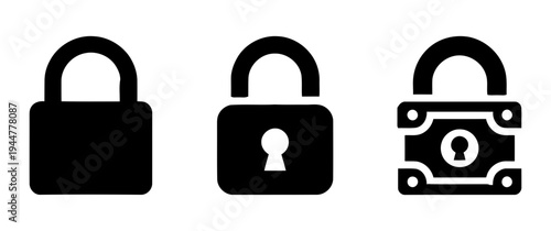 Vector illustration of security padlock icons for safety and privacy lock protection concept