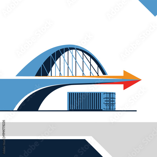 Container on a blue bridge road.