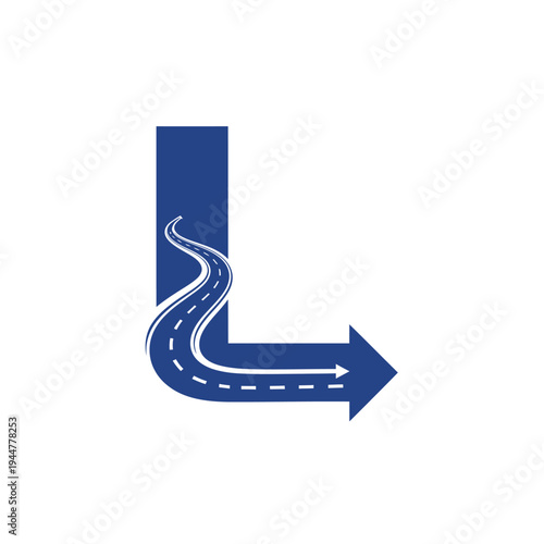 Road turning left road sign symbol.