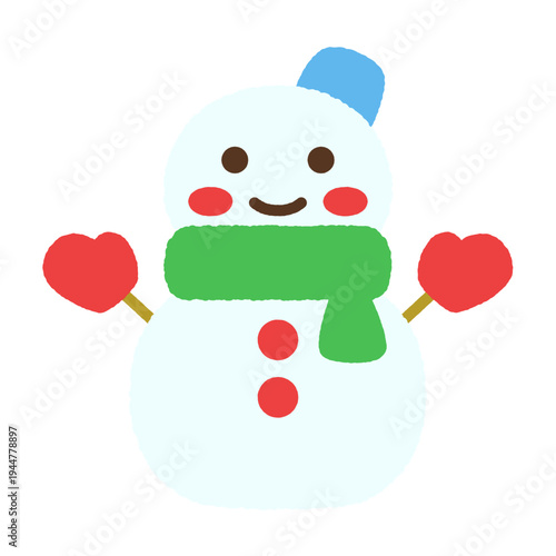 手書き風の単品アイコンイラスト　雪だるま