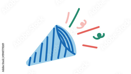 Colorful Party Popper with Confetti Celebration Illustration