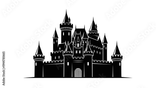 Black Silhouette of a Fairy Tale Castle.