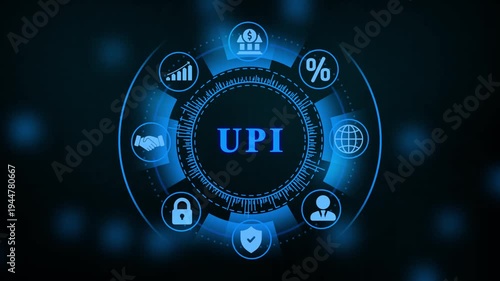 UPI Payment Network Hub With Financial Icons finance