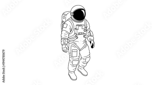 Astronaut in Space Suit Illustration.