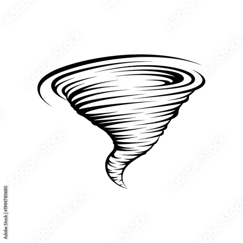 Tornado Illustration Black White Sketch.