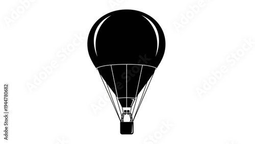 Black Hot Air Balloon Silhouette Illustration.